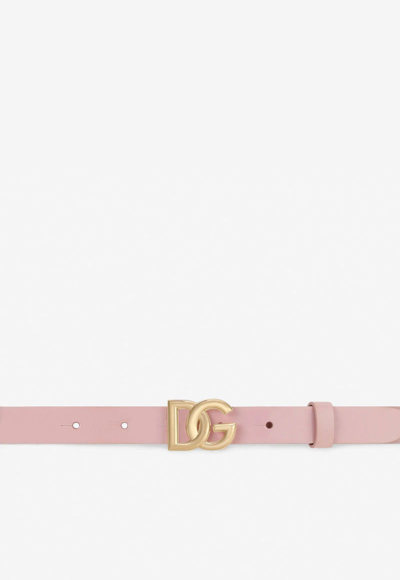 Dolce & Gabbana Kids Girls DG Logo Buckle Belt in Patent Leather Pink EE0062 A1471 80416