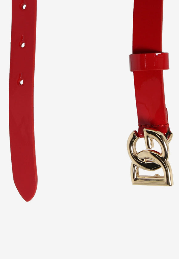 Dolce & Gabbana Kids Girls DG Logo Buckle Belt in Patent Leather Red EE0062 A1471 87124