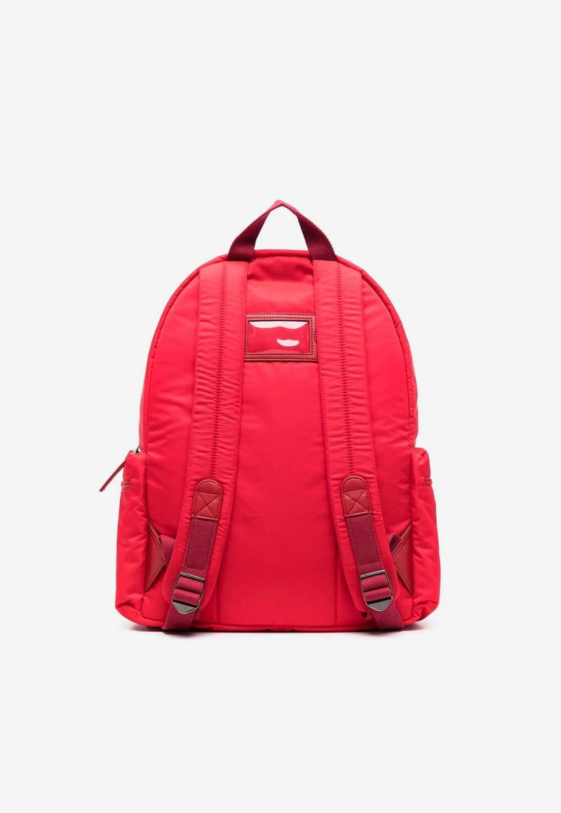 slogan-print zip-fastening backpack