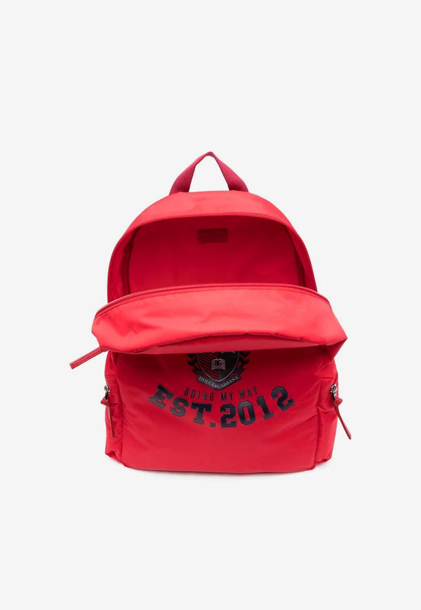 Dolce & Gabbana Kids Boys Slogan Print Backpack Red EM0122 AA265 HS4CW