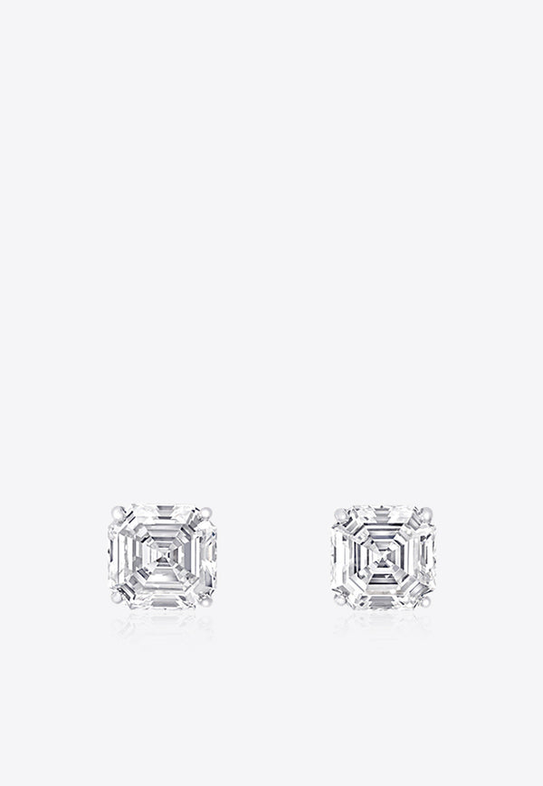 Graff Emerald Cut Diamond Stud Earrings in Platinum and White-Gold