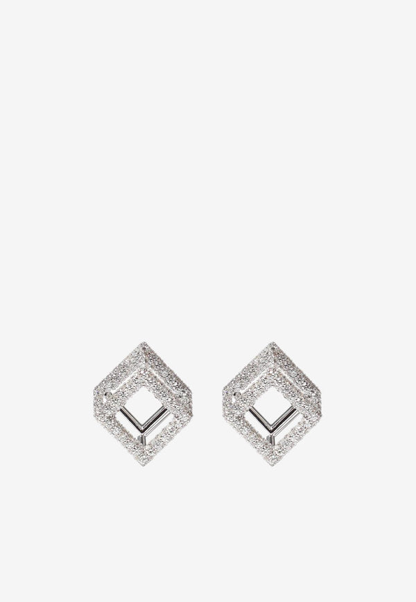 Djihan Cube Mirage Diamond Earrings in 18-karat White Gold Silver Ear-274