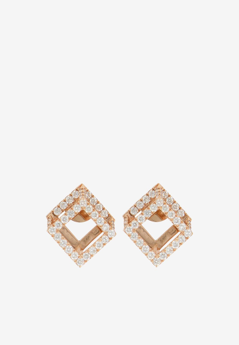 Djihan Cube Mirage Diamond Earrings in 18-karat Rose Gold Rose Gold Ear-279
