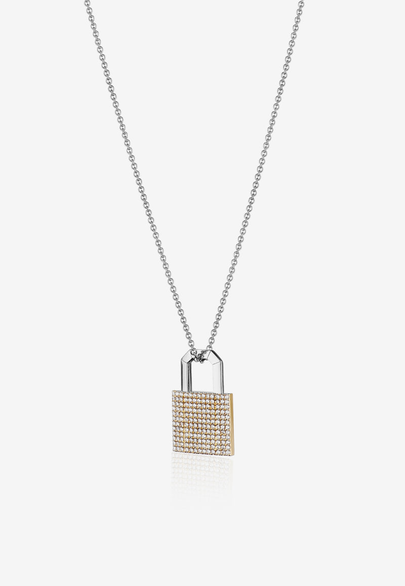 Special Order - 18-karat Yellow Gold Lock Necklace with Diamonds