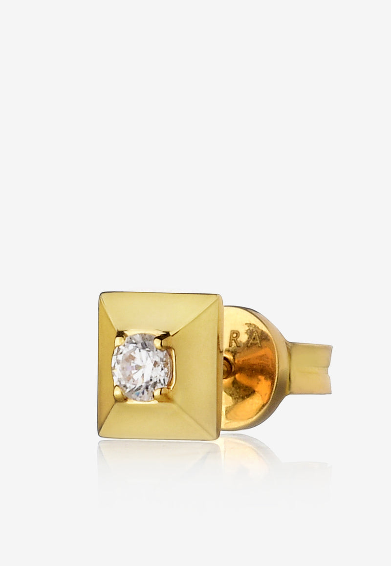 Special Order - Mini EÉRA Single Block Stud Earring in 18-karat Yellow Gold with Diamond