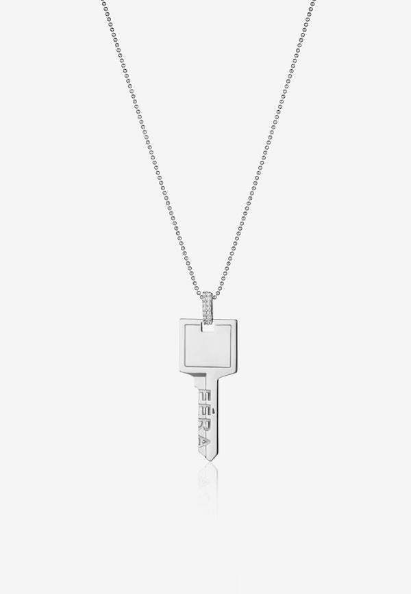Special Order - Key Necklace in 18-karat White Gold with Diamonds