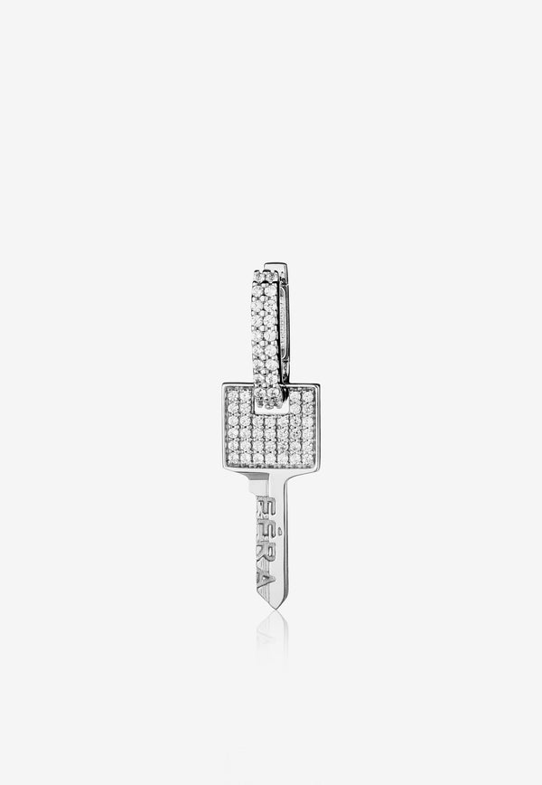 Special Order - Small Key Single Earring in 18-karat White Gold with Diamonds