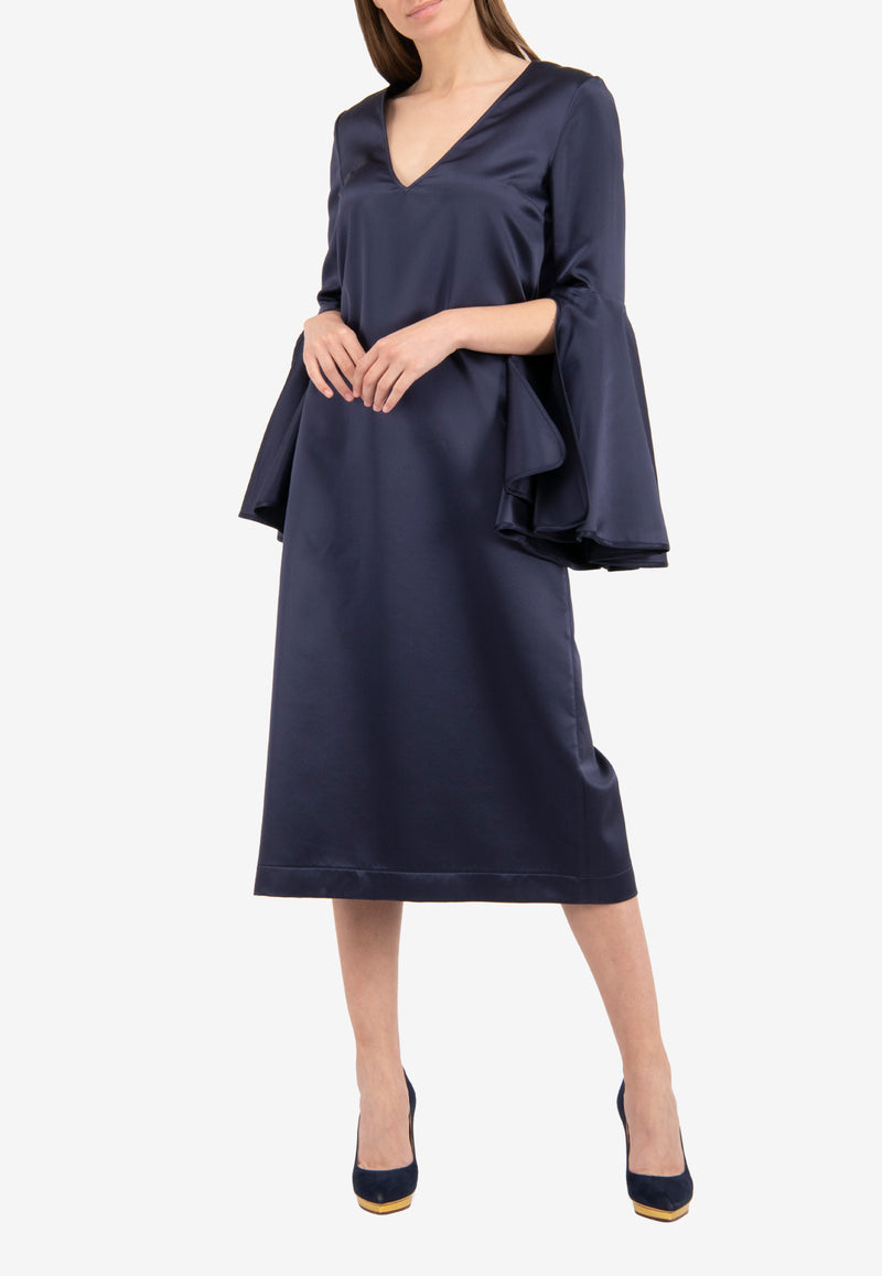 Clover Bell Sleeve Silk Shift Dress