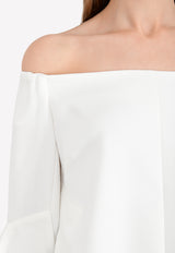 Ellery White Delores Off-Shoulder Bell Sleeves Top