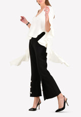 Ellery White Reverberation V-neck Top with Bell Sleeves 7FT237CRS