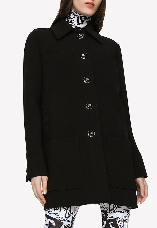 Dolce & Gabbana Double Crepe Buttoned Coat Black F0C1IT FU3QE N0000