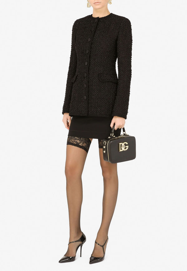 Dolce & Gabbana Single-Breasted Tweed Jacket Black F26D3T HUMKJ N0000