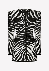 Dolce & Gabbana Zebra Print Jacquard Brocade Blazer Monochrome F26I1T HSMU1 HWAGN