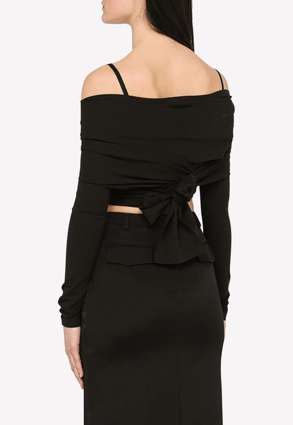 Dolce & Gabbana Long-Sleeved Off-Shoulder Top Black F26T8TFUGPO/M_DOLCE-N0000
