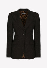 Dolce & Gabbana Ornamental Jacquard Single-Breasted Blazer Black F29DOT FJUBL N0000