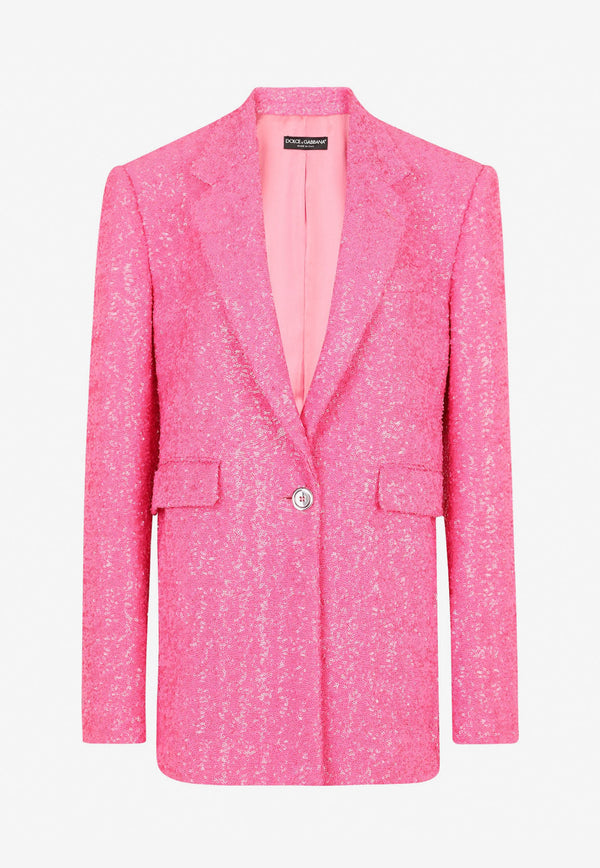 Single-breasted Sequined Blazer Dolce & Gabbana Pink F29NVT FLM7Q F0728