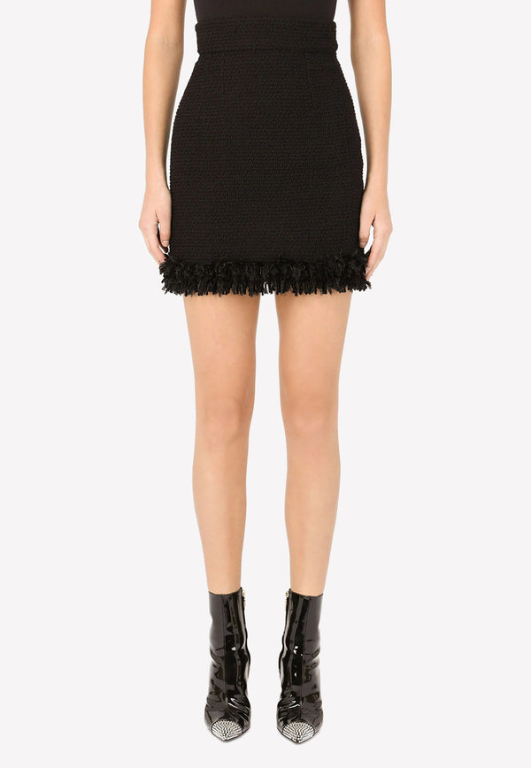 Dolce & Gabbana High-Rise Bouclé Mini Skirt Black F4B4WT FU3JL N0000