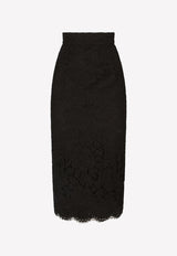 Dolce & Gabbana High-Waist Lace Midi Skirt F4B7IT FLRE1 N0000 Black