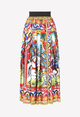 Dolce & Gabbana Carretto Print Pleated Silk Twill Midi Skirt Multicolor F4BU6T GDS12 HH98D