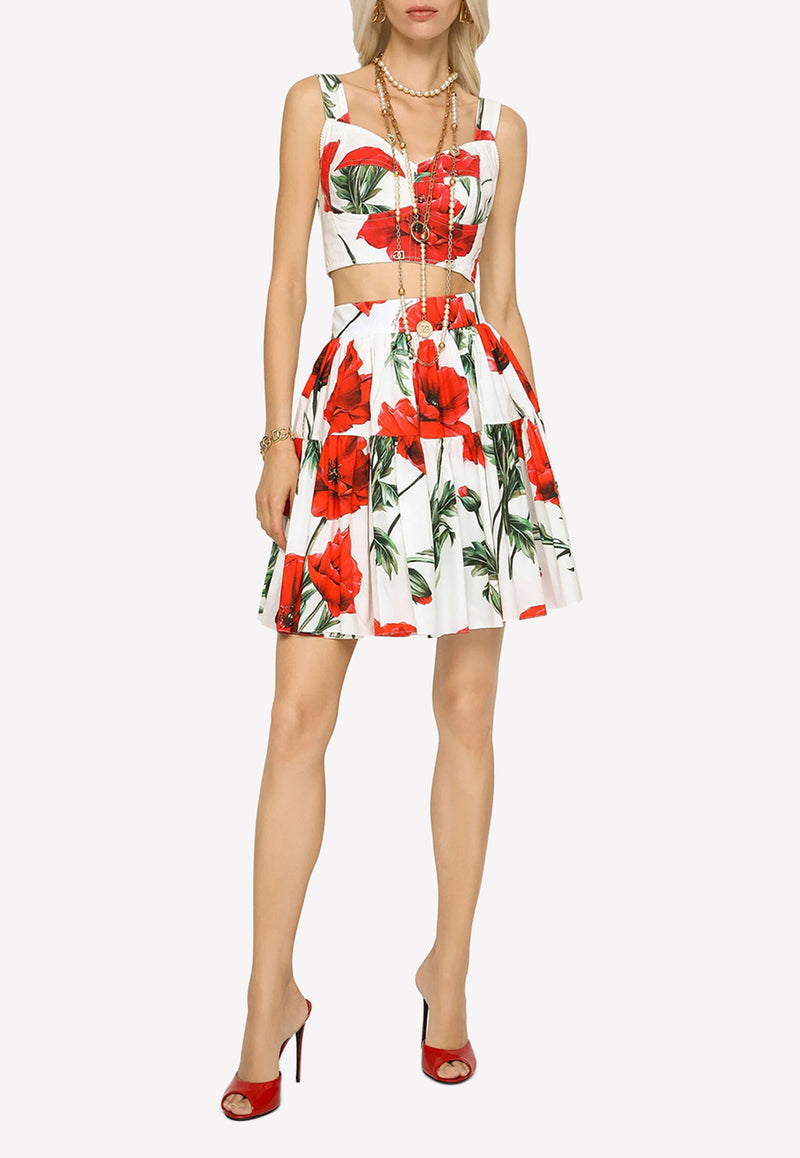 Dolce & Gabbana Poppy Print Mini Skirt F4CB1T HS5M5 HA3QG Multicolor