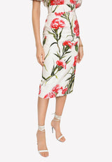 Dolce & Gabbana Carnation Print Midi Skirt F4CDFT FSEHT HA3VL Multicolor
