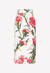 Dolce & Gabbana Carnation Print Midi Skirt F4CDFT FSEHT HA3VL Multicolor
