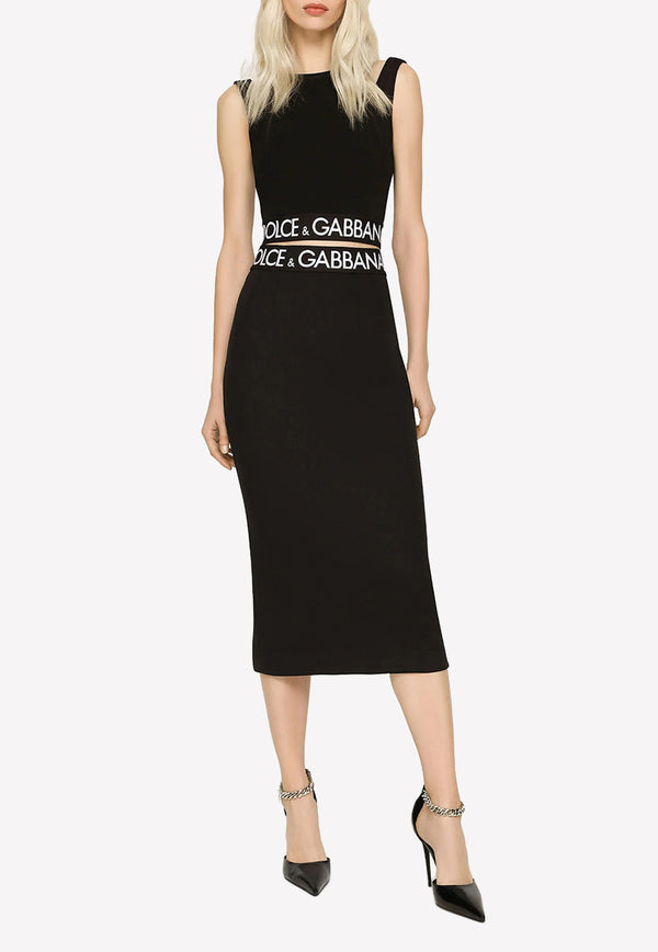 Dolce & Gabbana Logo Waistband Midi Pencil Skirt Black F4CEOT FUUBD N0000