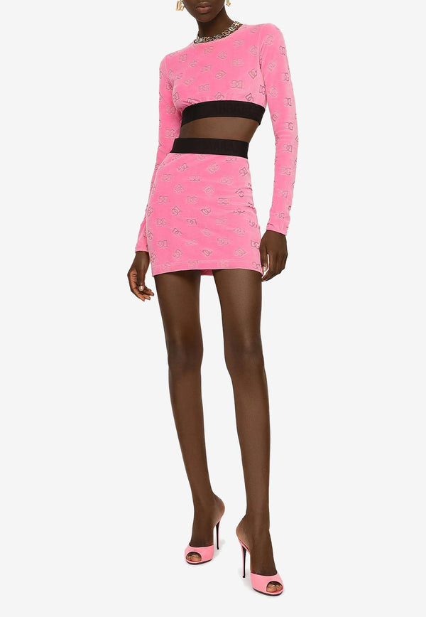 Dolce & Gabbana All-Over Logo Mini Skirt Pink F4CH0T FJ7DL F0758