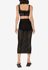 Dolce & Gabbana All-over DG logo Tulle Midi Skirt Black F4CHZT FLEAQ N0000