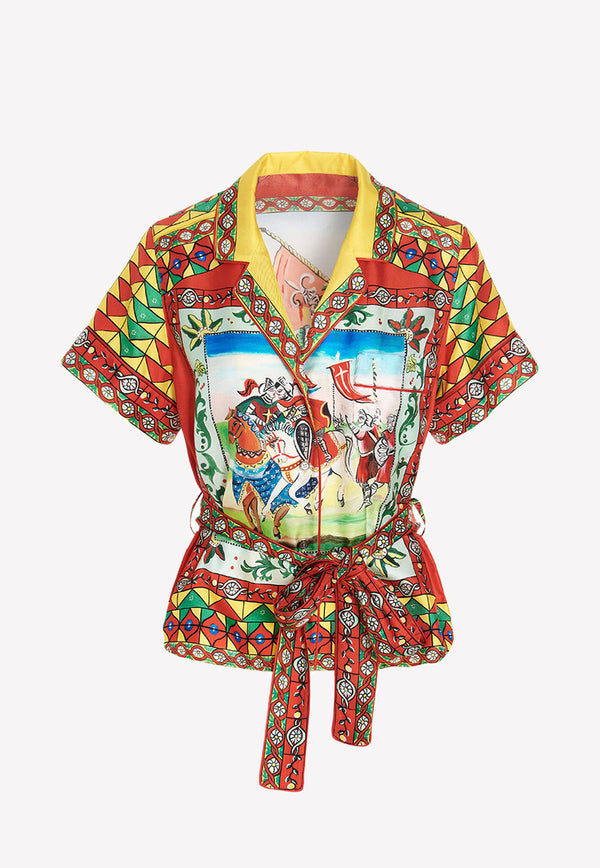 Dolce & Gabbana Graphic Print Shirt in Silk Multicolor F5G67T GDS12 HH89D