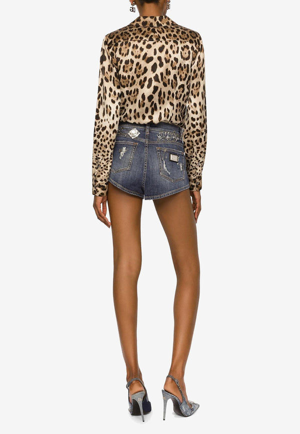 Dolce & Gabbana Leopard-Print Long-Sleeved Silk Shirt Brown F5I01T FS1GT HY13M