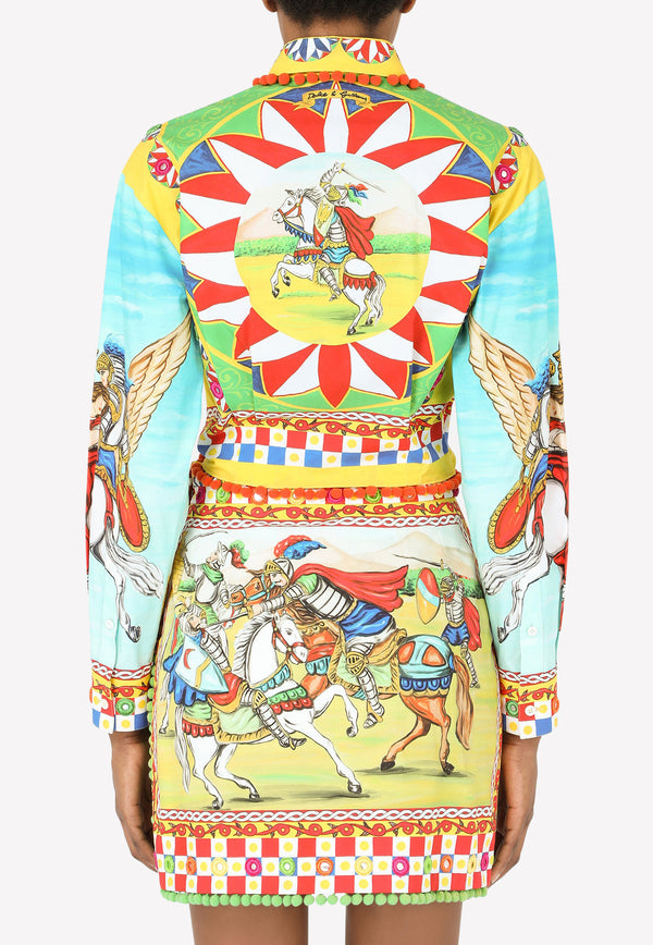 Dolce & Gabbana Carretto Print Cotton Cropped Shirt Multicolor F5K68Z GDS11 HH81D