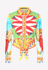 Dolce & Gabbana Carretto Print Cotton Cropped Shirt Multicolor F5K68Z GDS11 HH81D