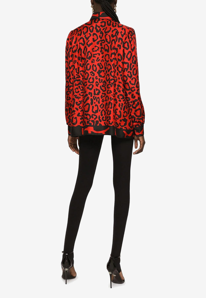 Dolce & Gabbana Leopard and Zebra-Print Long-Sleeved Shirt Red F5P45T GDBKS S9000
