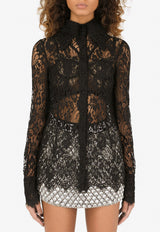 Dolce & Gabbana Long-Sleeved Lace Shirt Black F5P70T FLSFV N0000