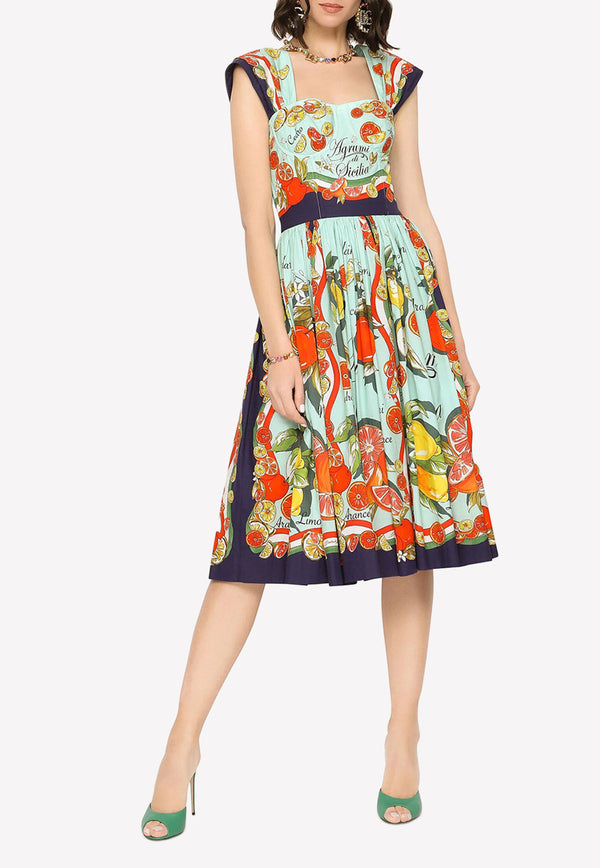 Dolce & Gabbana Citrus Print Bustier Midi Dress Multicolor F6AEDT HH5BM HT3UN