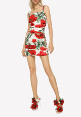 Dolce & Gabbana Poppy Print Mini Dress in Silk F6ASXT FSA4P HA3VN Multicolor