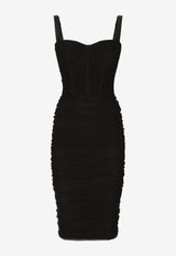 Dolce & Gabbana Tulle Midi Dress Black F6ATFT FLEAA N0000