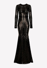 Dolce & Gabbana Sequin Embellished Gown F6AUGT FLSHF N0000 Black