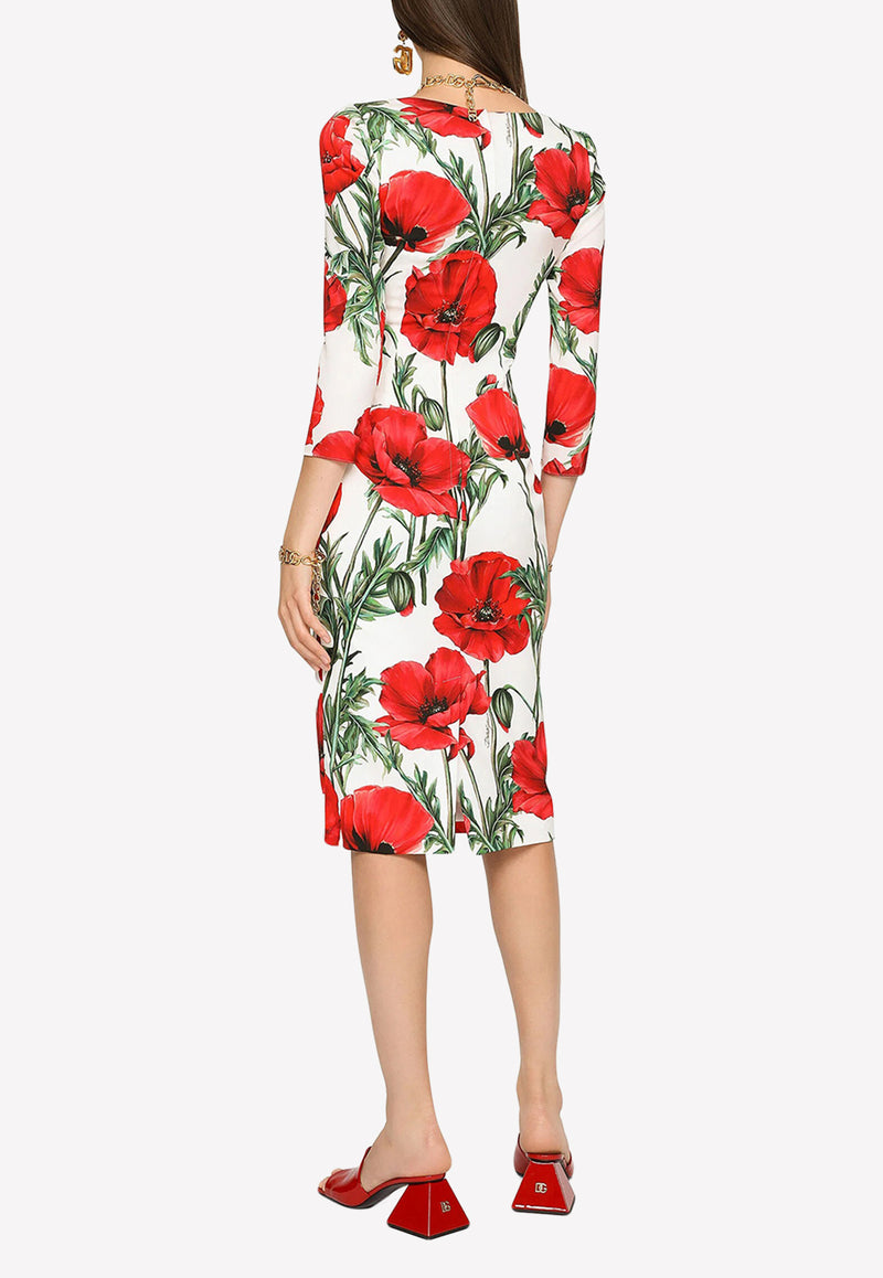 Poppy Print Charmeuse Dress Dolce & Gabbana F6AWGT FSA4P HA3VN