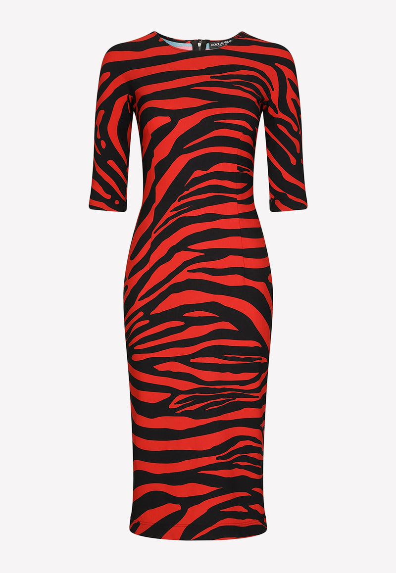 Zebra-Print Jersey Midi Dress Dolce & Gabbana F6AXKT FSG57 HS3SJ