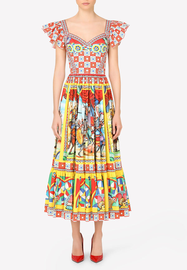 Dolce & Gabbana Carretto Print Cotton Poplin Bustier Dress Multicolor F6G8RT GDS11 HH82D