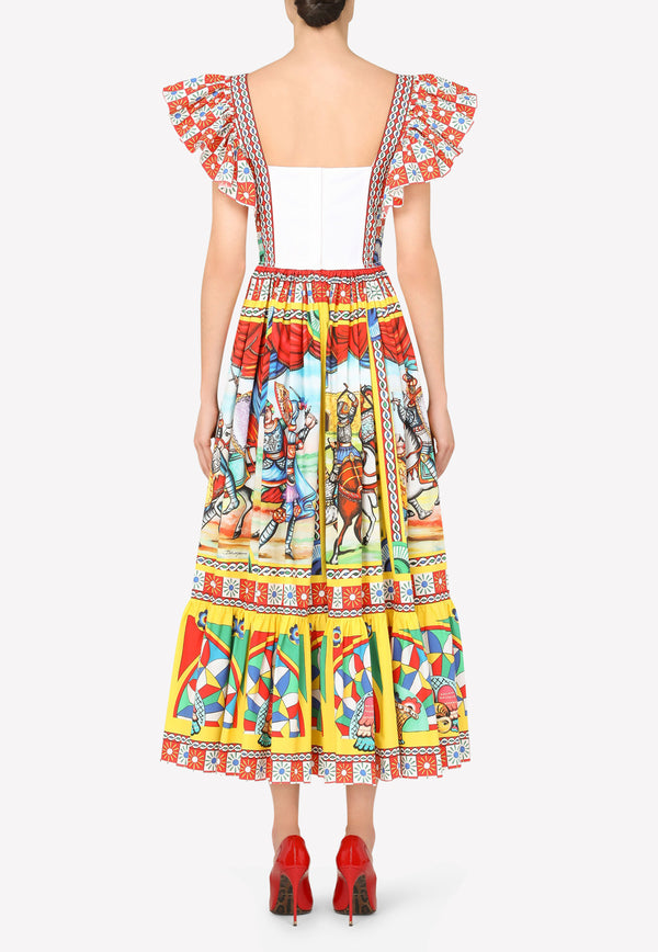 Dolce & Gabbana Carretto Print Cotton Poplin Bustier Dress Multicolor F6G8RT GDS11 HH82D