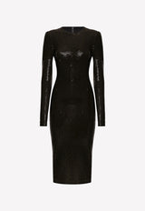 Dolce & Gabbana Sequin Embellished Midi Dress Black F6R8DT FUGOI N0000
