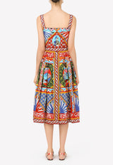 Dolce & Gabbana Carretto Print Square-Neck Cotton Dress Multicolor F6UY3T GDS11 HH01E