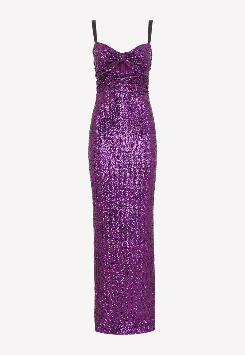 Dolce & Gabbana Sleeveless Sequined Maxi Dress Purple F6ZA6T FLM7Q F0571