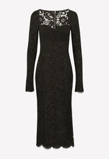 Dolce & Gabbana Lace Scalloped Detailing Midi Dress Black F6ZB4T FLM96 N0002