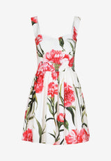 Dolce & Gabbana Carnation-Print Mini Poplin Dress Multicolor F6ZO6T HS5NH HA3VL