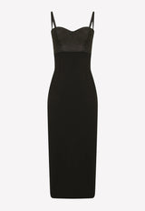 Dolce & Gabbana Jersey and Satin Sleeveless Midi Dress Black F6ZT4T FUGKF N0000