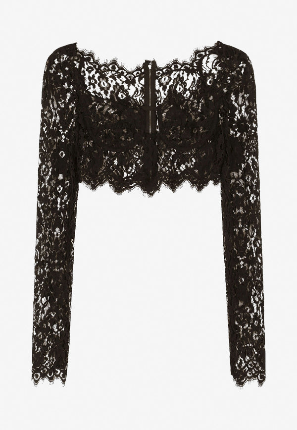 Dolce & Gabbana Lace Corset Cropped Top Black F754GT FLSFV N0000